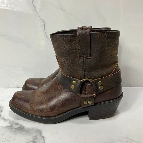 CABELA’S Leather Harness Strap Square Toe Ankle Boots - Picture 2 of 7